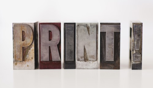 Close up of single word made of printing blocks.