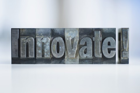 Close up of single word made of printing blocks.