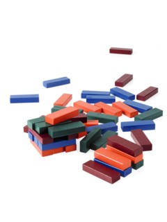 Studio shot of colorful wooden jenga blocks. Photo : David Arky