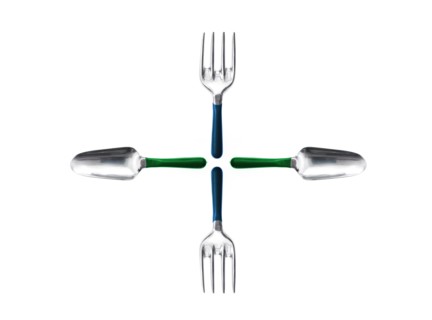 Studio shot of spades and gardening forks. Photo : David Arky