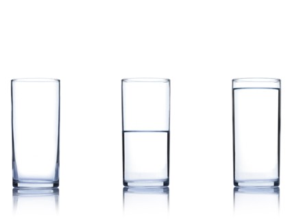 Studio shot of three glasses of water. Photo : David Arky