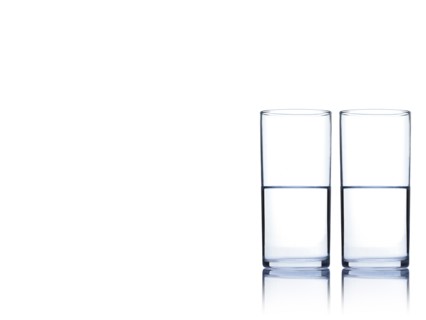 Studio shot of two glasses of water. Photo : David Arky