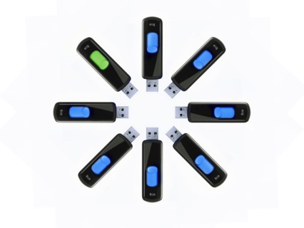 USB sticks on white background. Photo : David Arky