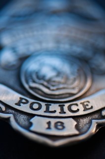Close-up of United States Police badge.