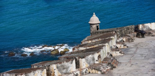 Puerto Rico, Old San Juan, section of El Morro Fortress.