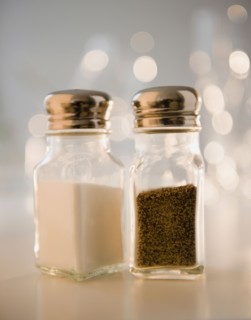 Studio shot of salt and pepper shakers. Photo : Jamie Grill Photography