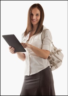 Young attractive businesswoman holding file. Photo : Mike Kemp