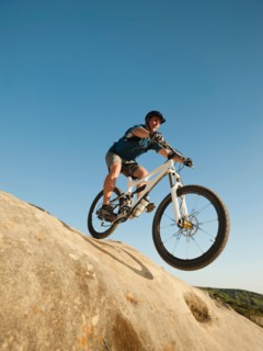 Mountain biker riding downhill