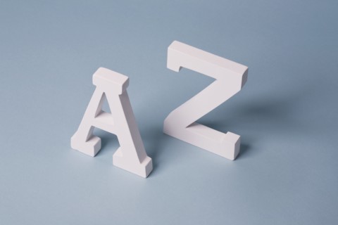 A and Z 3d letters on blue background. Photo : Chris Hackett