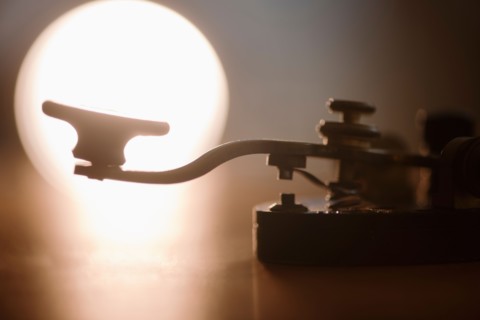 Close-up of telegraph key.