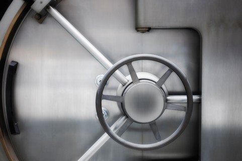 Close up of vault lock.