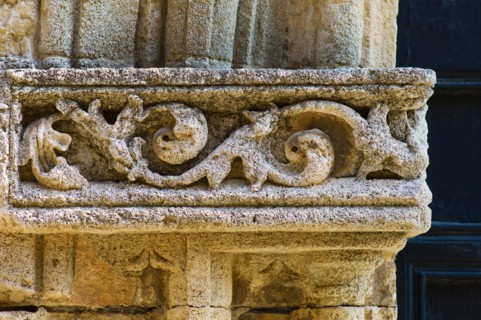 Greece, Rhodes, Medieval fortified wall carvings.