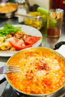Turkey, Istanbul, Menemen eggdish.