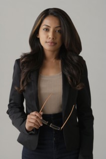 Portrait of young woman, studio shot. Photo : Rob Lewine