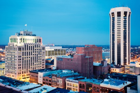 USA, Illinois, Springfield, Skyline at evening. Photo: Henryk Sadura