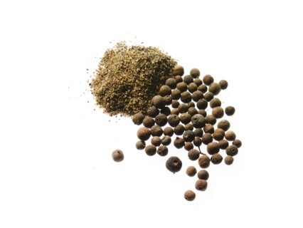 Studio shot of Nutmeg Powder and Whole Nutmeg on white background. Photo : David Arky