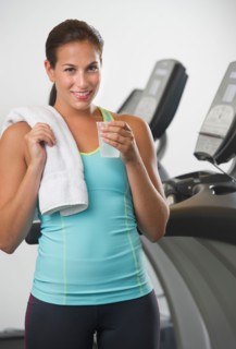 Portrait of woman in gym.