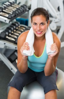 Portrait of woman in gym.