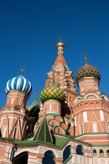 Russia, Moscow, St. Basil's Cathedral against blue sky. Photo : Winslow Productions