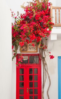 Greece, Cyclades Islands, Mykonos, Traditional building exterior.