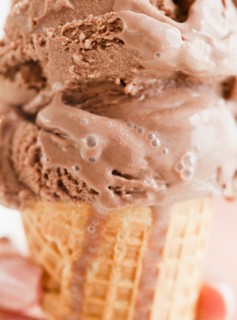 Close up of melting chocolate ice cream. Photo : Jamie Grill