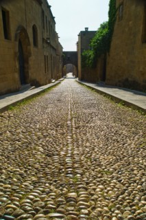 Greece, Rhodes, Medieval street in old town.