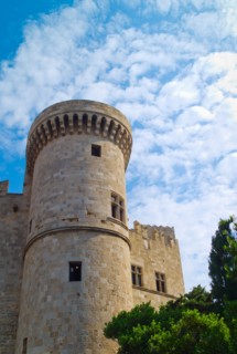 Greece, Rhodes, Medieval fortified wall.