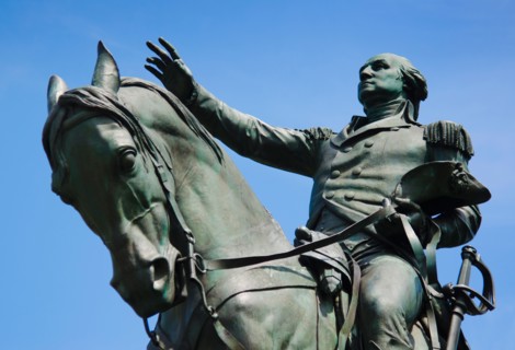 USA, New York City, Bowery, George Washington statue.