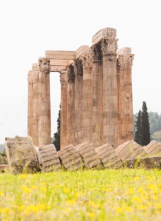 Greece, Athens, Corinthian columns of Temple of Olympian Zeus.