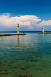 Greece, Rhodes, Deer statue in Mandraki Harbor.