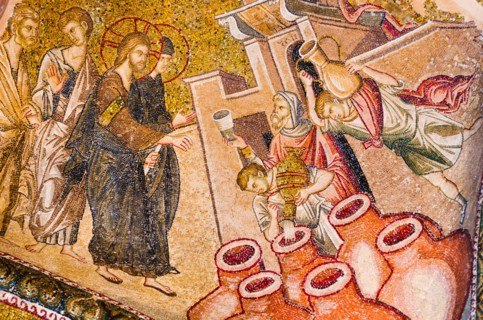 Turkey, Istanbul, Kariye Museum, Turning water into wine, fresco.