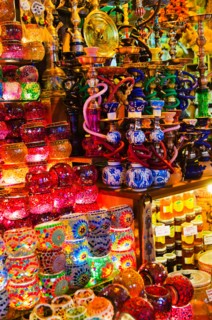 Turkey, Istanbul, Traditional souvenirs on market stall.