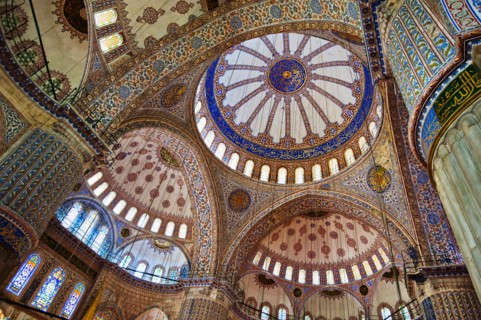 Turkey, Istanbul, Blue Mosque interior.