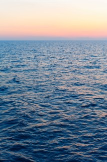 Aegean Sea horizon at sunset.