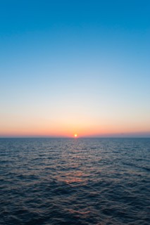 Aegean Sea horizon at sunset.