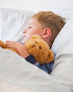 Close up of boy (4-5) sleeping in bed. Photo : Daniel Grill