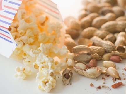 Close up of popcorn and peanuts. Photo : Jamie Grill