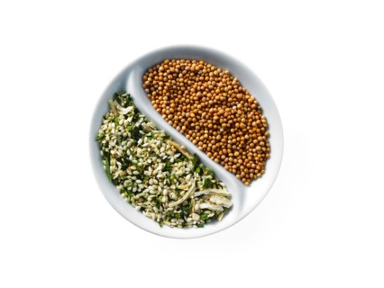 Studio shot of seeds in Yin and Yang shape. Photo: David Arky