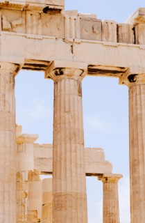 Greece, Athens, Acropolis, Doric columns of Parthenon.