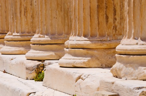 Greece, Athens, Acropolis, Doric columns of Propylaea.