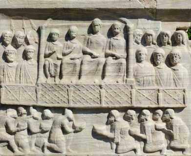 Turkey, Istanbul, Sultanahmet Mosque relief.