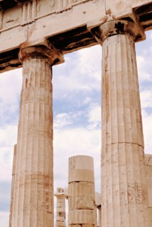 Greece, Athens, Acropolis, Doric columns of Parthenon.