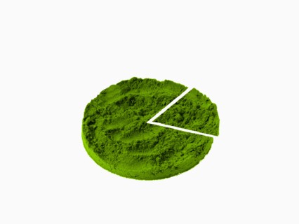 Studio shot of Ground Wasabi Powder making Pie chart on white background. Photo : David Arky