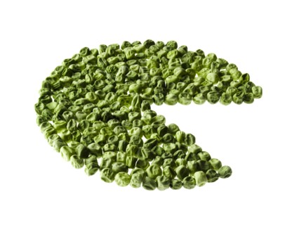 Studio shot of Pie Chart of Pea Seeds on white background. Photo : David Arky