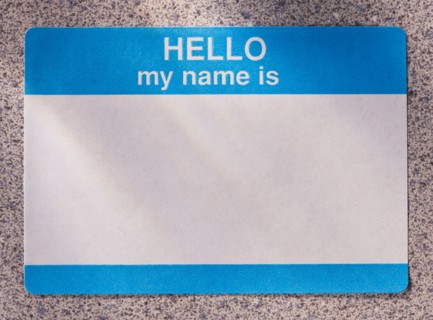 Close up of blank name tag. Photo : Daniel Grill