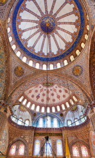 Turkey, Istanbul, Sultanahmet Mosque interior.