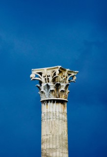 Greece, Athens, Corinthian column at Temple of Olympian Zeus.