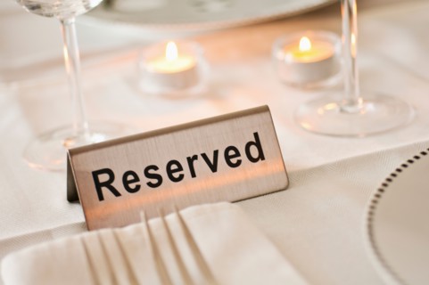 Reservation tag on dining table.