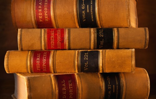 Studio shot of law books.