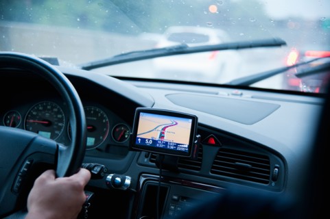 Car interior with GPS.